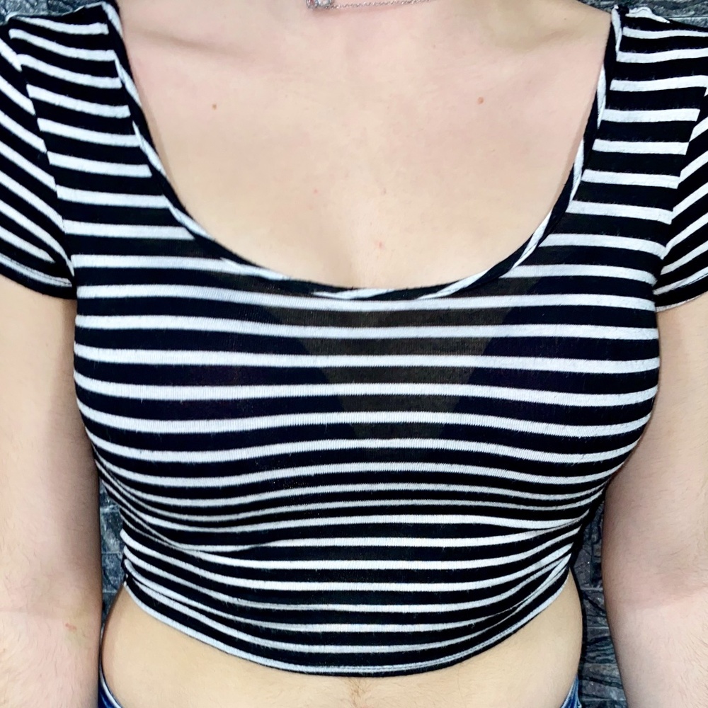 B&W Striped Crop